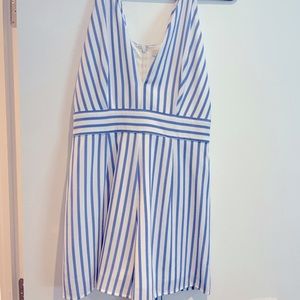 Blue and white striped romper